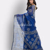 Indian Women Dark Blue Festive Cotton Blend saree angoshobha