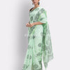 Indian women pale green festive cotton blend saree angoshobha
