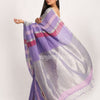 Lavender Traditional Handloom Check Linen Saree angoshobha