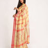 Lemon Maroon Handloom Check Linen Saree angoshobha