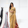 Light Gold Cotton Blend Festive Jamdani Saree angoshobha