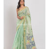 Light Green Tussar Silk Jamdani Saree angoshobha