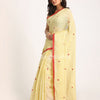 Light Lemon Traditional Handloom Linen Jamdani Saree angoshobha
