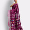 Magenta Cotton Blend Handloom Jamdani Saree angoshobha