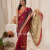 Maroon Cotton Blend Traditional Jamdani Saree angoshobha