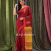 Maroon Cotton Blend Traditional Jamdani Saree angoshobha