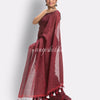 Maroon Handloom Molmol Cotton Saree angoshobha