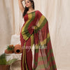 Maroon Lime Handloom Bengal Cotton Saree angoshobha