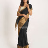 Middle Black NavyblueTraditional Handloom Linen Saree angoshobha