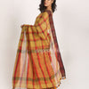 Muga Red Traditional Check Linen Handloom Saree angoshobha