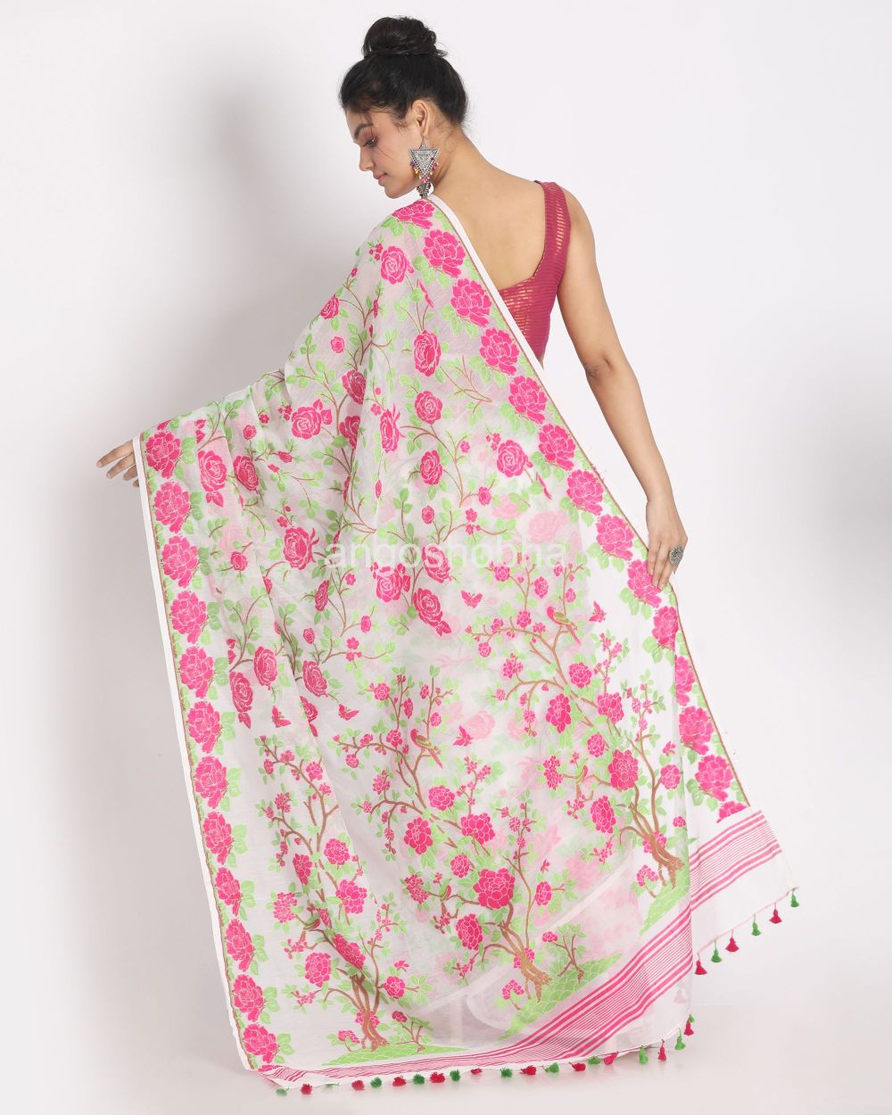 Multicolor Cotton Silk Jamdani Saree angoshobha