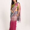 Multicolour Traditional Handloom Check Linen Saree angoshobha