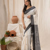 Off White Cotton Tangail Festive Saree angoshobha