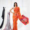 Orange Cotton Blend Festive Jamdani Saree angoshobha