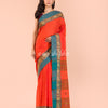 Orange Handwoven Cotton Saree angoshobha