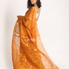 Orange Matka Silk Handloom Traditional Sequin Jamdani Saree angoshobha