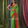 Parrot Green Cotton Tangail Festive Saree angoshobha