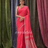 Persian Red Handloom Linen Saree angoshobha