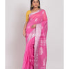 Pink Cotton Linen Jamdani Saree angoshobha