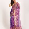 Purple Art Silk Muslin Handloom Embroidery Saree angoshobha