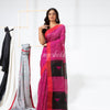 Rani Pink Cotton Blend Festive Handloom Saree angoshobha