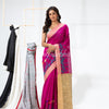 Rani Pink Cotton Blend Festive Jamdani Saree angoshobha