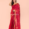 Red Blended Cotton Jamdani Saree angoshobha