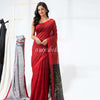 Red Cotton Blend Handloom Jamdani Saree angoshobha