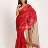 Red Cotton Blend Handloom Jamdani Saree angoshobha