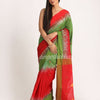 Red Green Cotton Blend Handloom Tie Dye Jamdani Saree angoshobha
