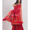 Red Handwoven Linen Saree angoshobha
