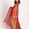 Red Mustard Traditional Handloom Linen Saree angoshobha