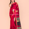 Red Temple Border Blended Cotton Jamdani Saree angoshobha
