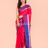 Rose Red Handwoven Linen Saree angoshobha