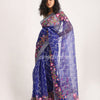 Royal Blue Art Silk Muslin Handloom Embroidery Saree angoshobha