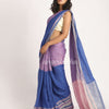 Royal Blue Light Pink Traditional Handloom Linen Saree angoshobha