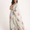 Silver GreyTraditional Handloom Linen Jamdani Saree angoshobha