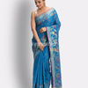 Sky Blue Cotton Blend Handloom Tangail Saree angoshobha