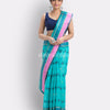 Skyblue Woven Design Pure Cotton Handwoven Tant Saree angoshobha