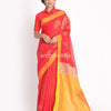 Tamato Red Handloom Cotton Blend Saree angoshobha