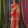 Tan Red Cotton Tangail Festive Saree angoshobha