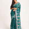 Teal Cotton Blend Handloom Jamdani Saree angoshobha