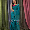 Teal Cotton Blend Traditional Jamdani Saree angoshobha