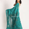 Teal Matka Silk Handloom Traditional Sequin Jamdani Saree angoshobha