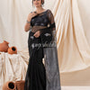 Traditional Black Cotton Silk Fancy Jamdani Saree angoshobha