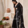 Traditional Black White Linen Jamdani Saree angoshobha
