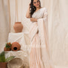 Traditional Faded Pink Handwoven Linen Saree angoshobha