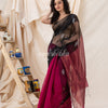 Traditional Fuchsia Pink BlackCotton Silk Fancy Jamdani Saree angoshobha