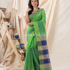 Traditional Green Cotton Blend Handloom Saree angoshobha