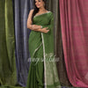 Traditional Green Handloom Linen Saree angoshobha